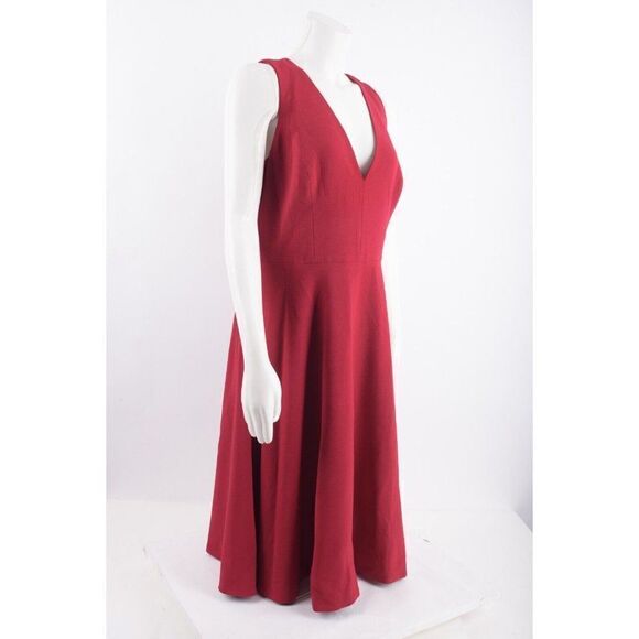 Dress The Population Womens Catalina Dress Fit & Flare L Red Garnet V-Neck NWT - Picture 3 of 7